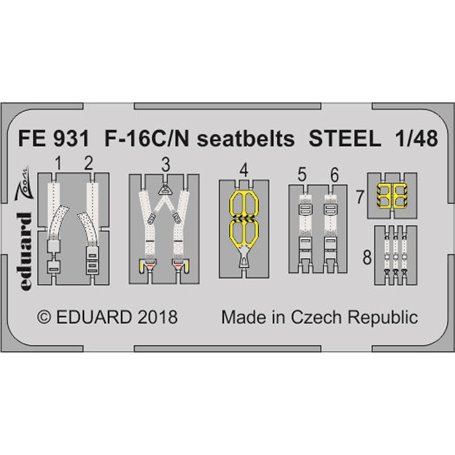 Eduard F-16C/N seatbelts STEEL 1/48 dla TAMIYA