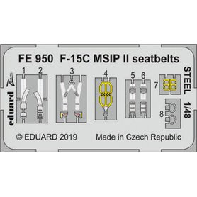 Eduard F-15C MSIP II seatbelts STEEL 1/48 dla GREAT WALL HOBBY