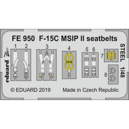 Eduard F-15C MSIP II seatbelts STEEL 1/48 dla GREAT WALL HOBBY