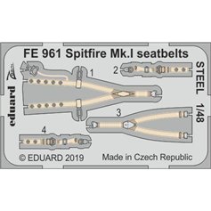 Eduard ZOOM 1:48 Pasy bezpieczeństwa STEEL do Supermarine Spitfire Mk.I dla Tamiya