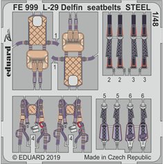 Eduard ZOOM 1:48 Pasy bezpieczeństwa STEEL do L-29 Delfin dla AMK