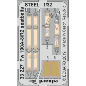 Eduard Fw 190A-8/R2 seatbelts STEEL 1/32 dla REVELL