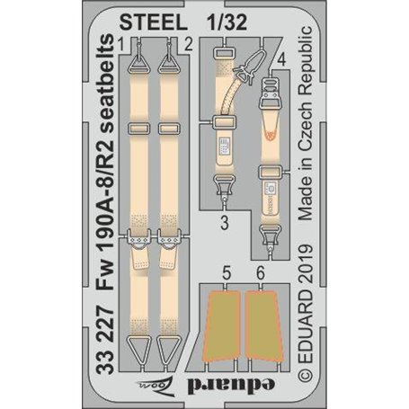 Eduard Fw 190A-8/R2 seatbelts STEEL 1/32 dla REVELL