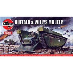 Airfix VINTAGE CLASSICS 1:76 Buffalo Amphibian LVT + Willys MB Jeep 
