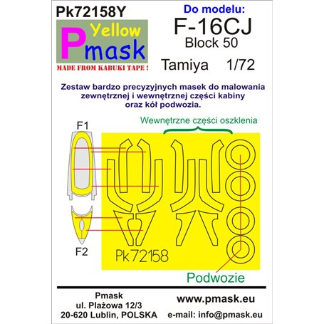 Pmask Pk72158Y maski do kabin F-16CJ Block 50 (Tam