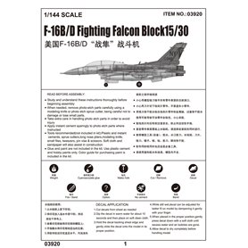 Trumpeter 03920 F-16B/D Fighting Falcon Black 15/30/22