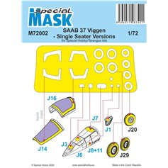 Special Hobby SPECIAL MASK 1:72 Masks for SAAB 37 Viggen - SINGLE SEATER VERSION - Special Hobby 