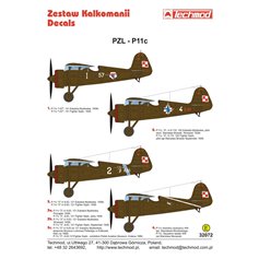 Techmod 1:32 Kalkomanie do PZL P-11c