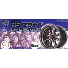 Fujimi 193564 Wheel-15 1/24\tRS Watanabe & Slick Tire 15inch