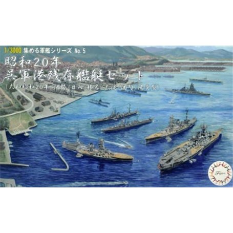 Fujimi 401393 NWC-5 1/3000 1945 Kure Naval Port Remaining Warship Set (Yamato 1945/Ise/Hyuga/Haruna/Oyodo/Kagero Class)