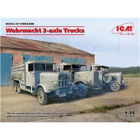 ICM DS 3508 Wehrmacht 3-axle Trucks Henschel 33D1, Krupp L3H163, LG3000