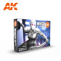 AK Interactive 11609 Zestaw farb WHITE COLORS - 3RD GENERATION ACRYLICS