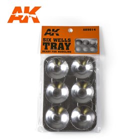 AK Interactive 9014 Metalowa paleta z 6 zagłębieniami SIX WELLS TRAY