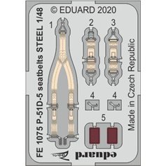 Eduard ZOOM STEEL 1:48 Seatbelts for North American P-51 D-5 - Airfix 