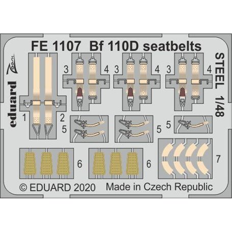 Eduard 1:48 Bf 110D seatbelts STEEL