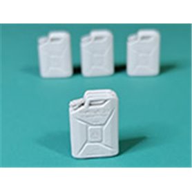 Eureka XXL Niemieckie kanistry do paliwa II WŚ w skali 1/35. Zestaw składa się z 4 szt. kanistrów z żywicy.