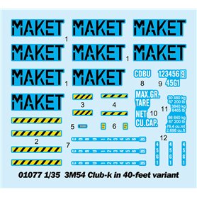 Trumpeter 1:35 System rakietowy 3M54 Club-k w kontenerze 40st.