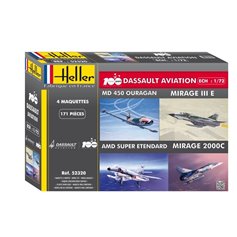 Heller 1:72 100 YEARS DASSAULT AVIATION - MD 450 Ouragan + Mirage IIIE + AMD Super Etendard + Mirage 2000C 