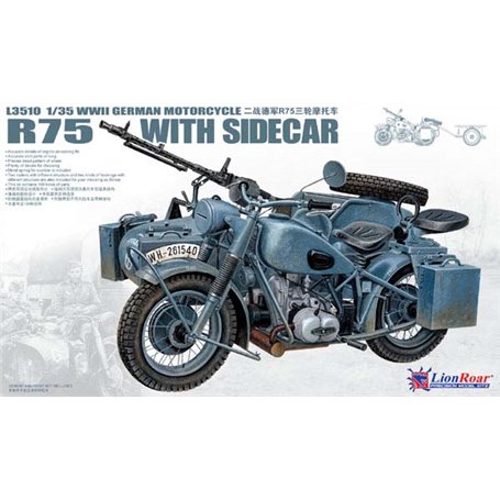 Lion Roar L3510 ( G.W.H. ) WWII German BMW R75 with Sidecar/w trailers