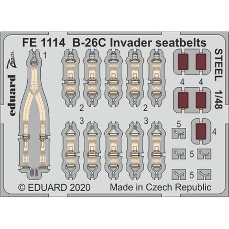 Eduard 1:48 B-26C Invader seatbelts STEEL dla ICM