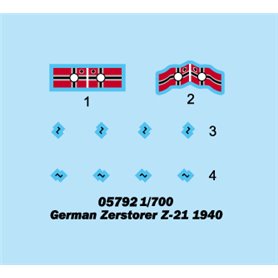 Trumpeter 1:700 Zerstoeser Z-21 1940 - GERMAN DESTROYER