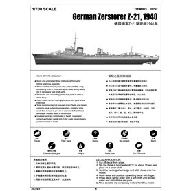 Trumpeter 1:700 Zerstoeser Z-21 1940 - GERMAN DESTROYER
