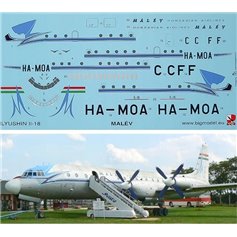 Big Model Vinci 1:144 Kalkomanie do Ilyushin Il-18 MALEV
