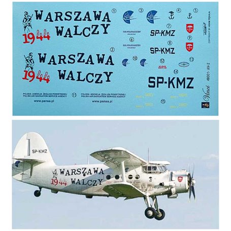 Big Model Vinci 48001 Kalkomania An-2 "Warszawa Walczy" 1/48