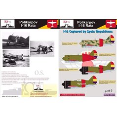 Ropos 1:48 Kalkomanie do Polikarpov I-16 Rata - I-16 CAPTURED BY SPANISH REPUBLICANS