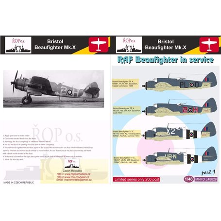 ROP o.s. MNFDL48029 1:48 Bristol Beaufighter Mk.X - RAF Beaufighter in service