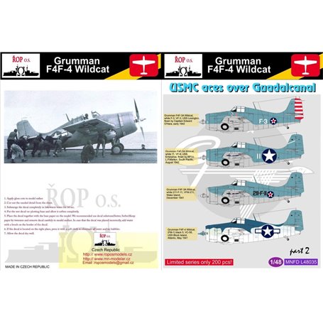 ROP o.s. MNFDL48035 1:48 Grumman F4F-4 Wildcat - USMC aces over Guadalcanal