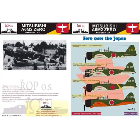 ROP o.s. MNFDL48017 1:48 Mitsubishi A6M2 Zero Model 21 - Zero over the Japan