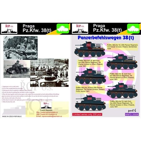 ROP o.s. MNFDT35006 1:35 Praga Pz.Kpfw. 38(t) - Panzerbefehlswagen 38(t)