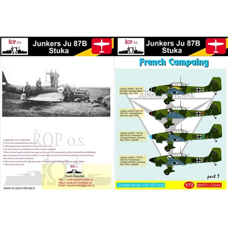 ROP o.s. MNFDL72044 1:72 Junkers Ju 87B Stuka - French Campaign