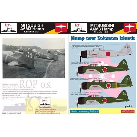 ROP o.s. MNFDL72011 1:72 Mitsubishi A6M3 Hamp Model 32 - Hamp over Solomon Islands