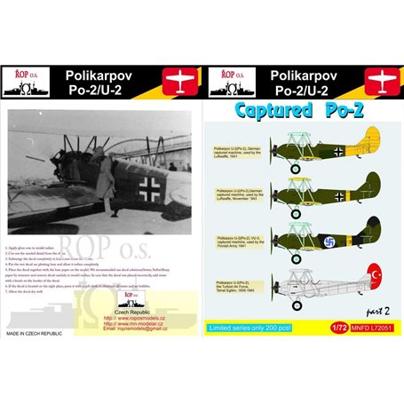 ROP o.s. MNFDL72051 1:72 Polikarpov Po-2/U-2 - Captured PO-2