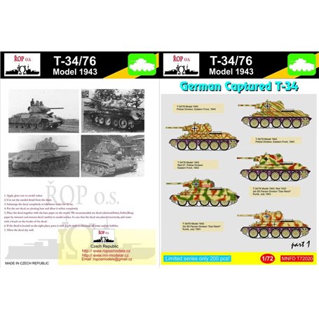 ROP o.s. MNFDT72020 1:72 T-34/76 Model 1943 - German captured T-34