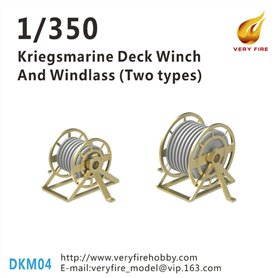 Very Fire DKM04 1/350 Kriegsmarine Deck Winch and Windlass 2 Types (22 Sets)