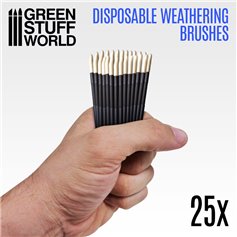 Green Stuff World Jednorazowe pędzelki do weatheringu - DISPOSABLE WEATHERING BRUSHES - 25szt.