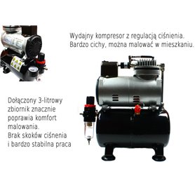 Aerograf i kompresor - zestaw Ultra 2w1 + akcesoria
