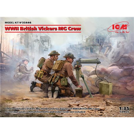 ICM 36646 WWII British Vickers MG Crew (Vickers MG & 2 figures)
