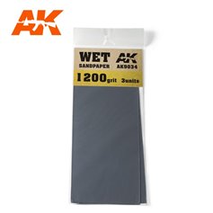 AK Interactive 9034 Wodny papier ścierny WET SANDPAPER - 1200 - 3szt.