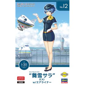Hasegawa SP465-52265 Egg Girls Collection 12 Sara Mayuki (CA) w/Airliner 1:20 Figure & Egg Plane