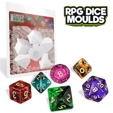 Green Stuff World Silicone Polyhedral Dice Molds x6