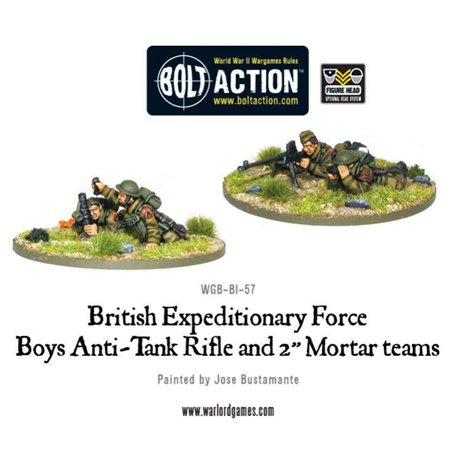 Bolt Action BEF anti-tank rifle and 2" light mortar teams