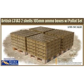 Gecko Models 35GM0020 British L31A3 2 shells 105mm ammo boxes w/Pallet Set