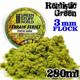 Green Stuff World Static Grass Flock Realistic Green 3 mm 280 ml