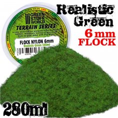 Green Stuff World STATIC GRASS FLOCK 6MM - REALISTIC GREEN XL - 280ml
