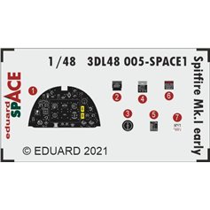 Eduard SPACE 1:48 Panele przyrządów do wczesnego Supermarine Spitfire Mk.I dla Eduard