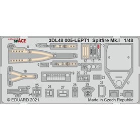 Eduard SPACE 1:48 Panele przyrządów do wczesnego Supermarine Spitfire Mk.I dla Eduard